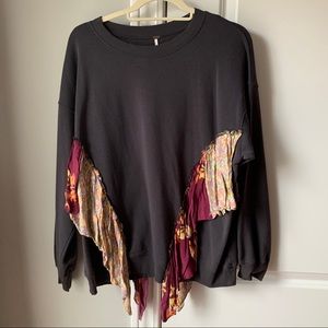 Free People Soft charcoal patterned sweatshirt